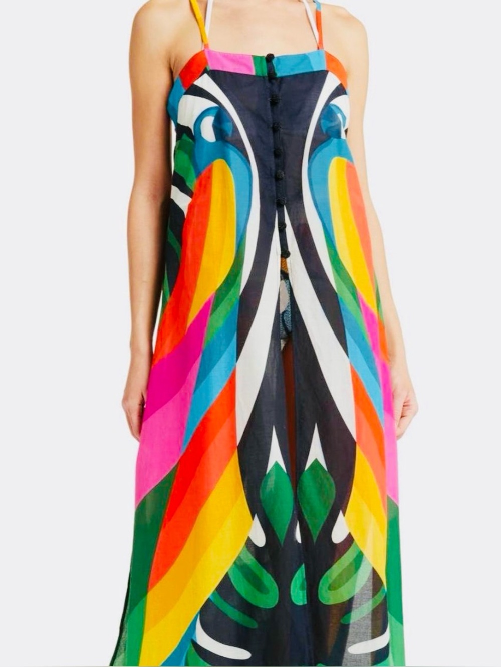 Farm Rio Vibrant Macaw Print Maxi Dress Coverup - Picture 3 of 6